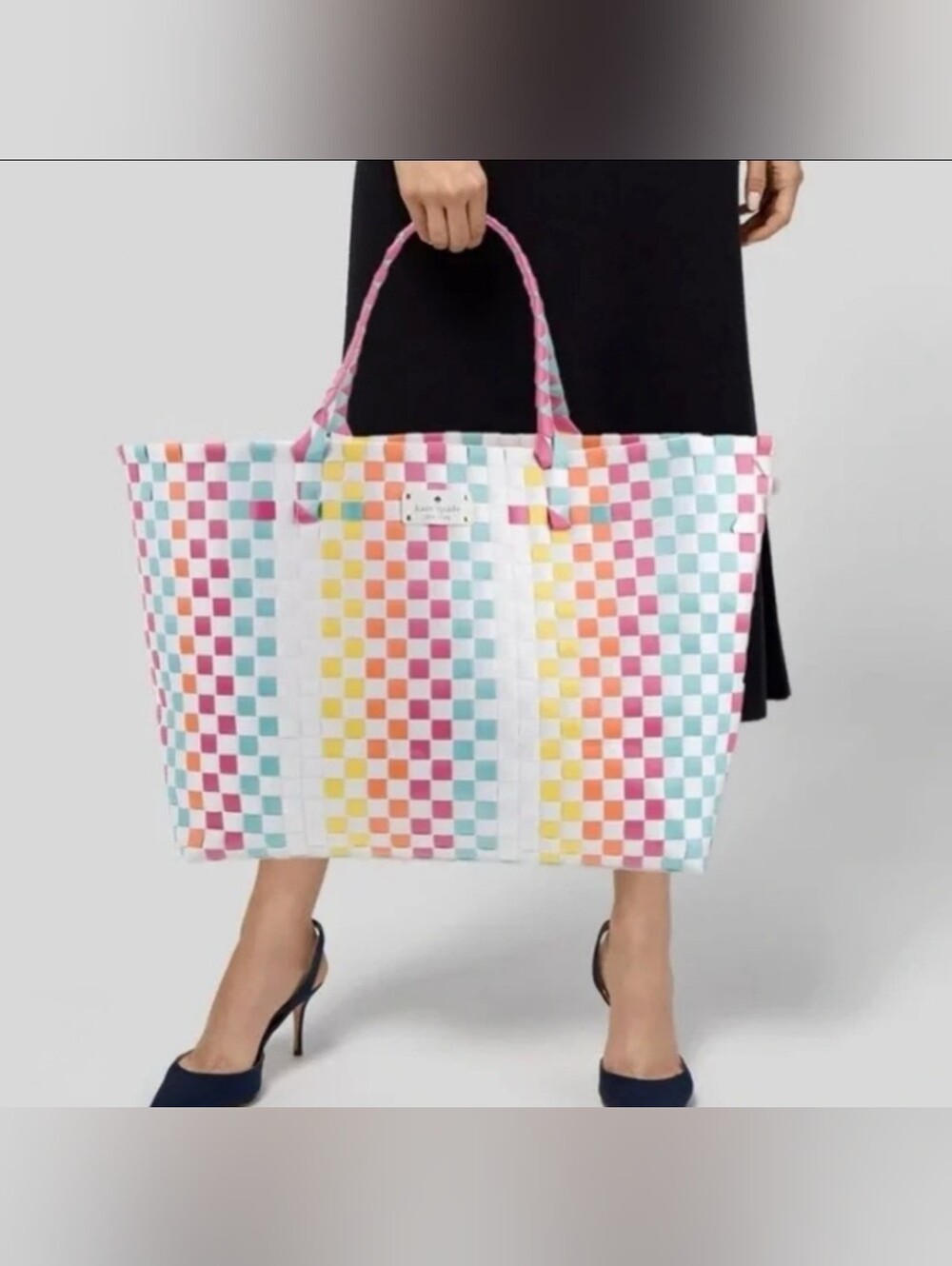 Kate Spade Large Multicolor Woven Tote Bag